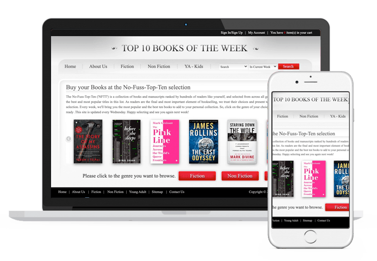 Ecommerce Store to Showcase Top 10 Books of the Week in different Genre